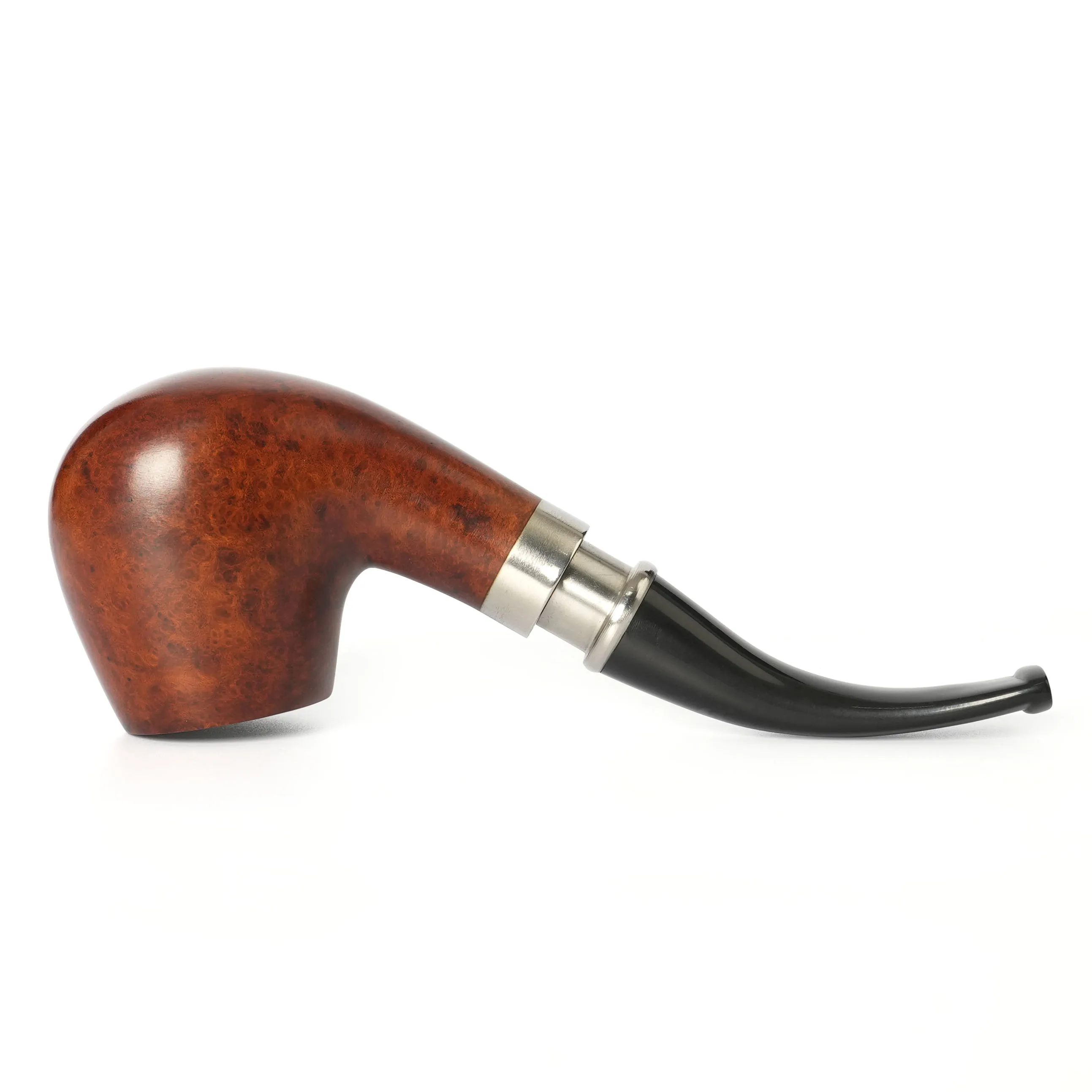 JIBILL briar tobacco pipe set, 9mm pipe channel, metal ring fixed on mouthpiece, classic wood pipe with cleaning accessories