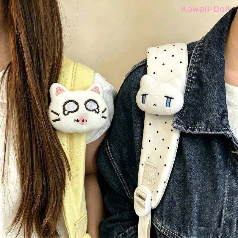[DO]1/2Pcs Charming Cat Backpack Strap Accessory Plush Bag Clips Adorable Soft Stuffed Cat Decor For School Bag[DO]