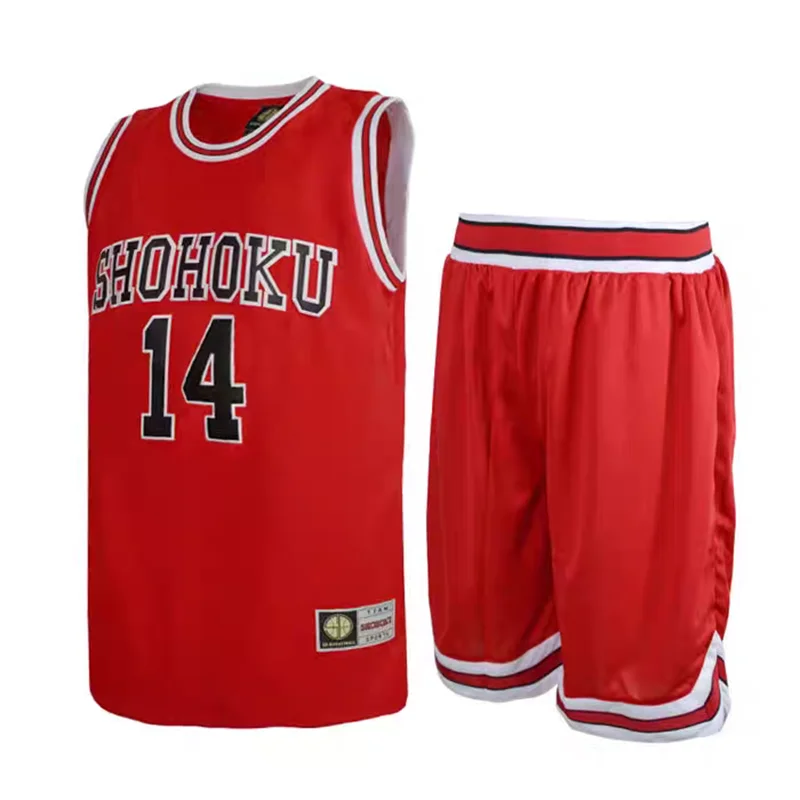 

Slam Dunk Anime Shohoku Hanamichi Sakuragi Red Basketball Jersey Set Cosplay Uniform for Men Women 14 Mitsui Style Sports Wear