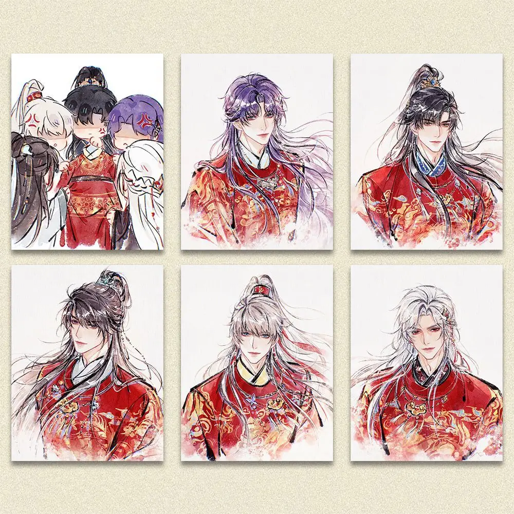 6Pcs/Pack Love and Deepspace Xavier Zayne Rafayel Sylus Caleb Red Wedding Dress Photocard Collection