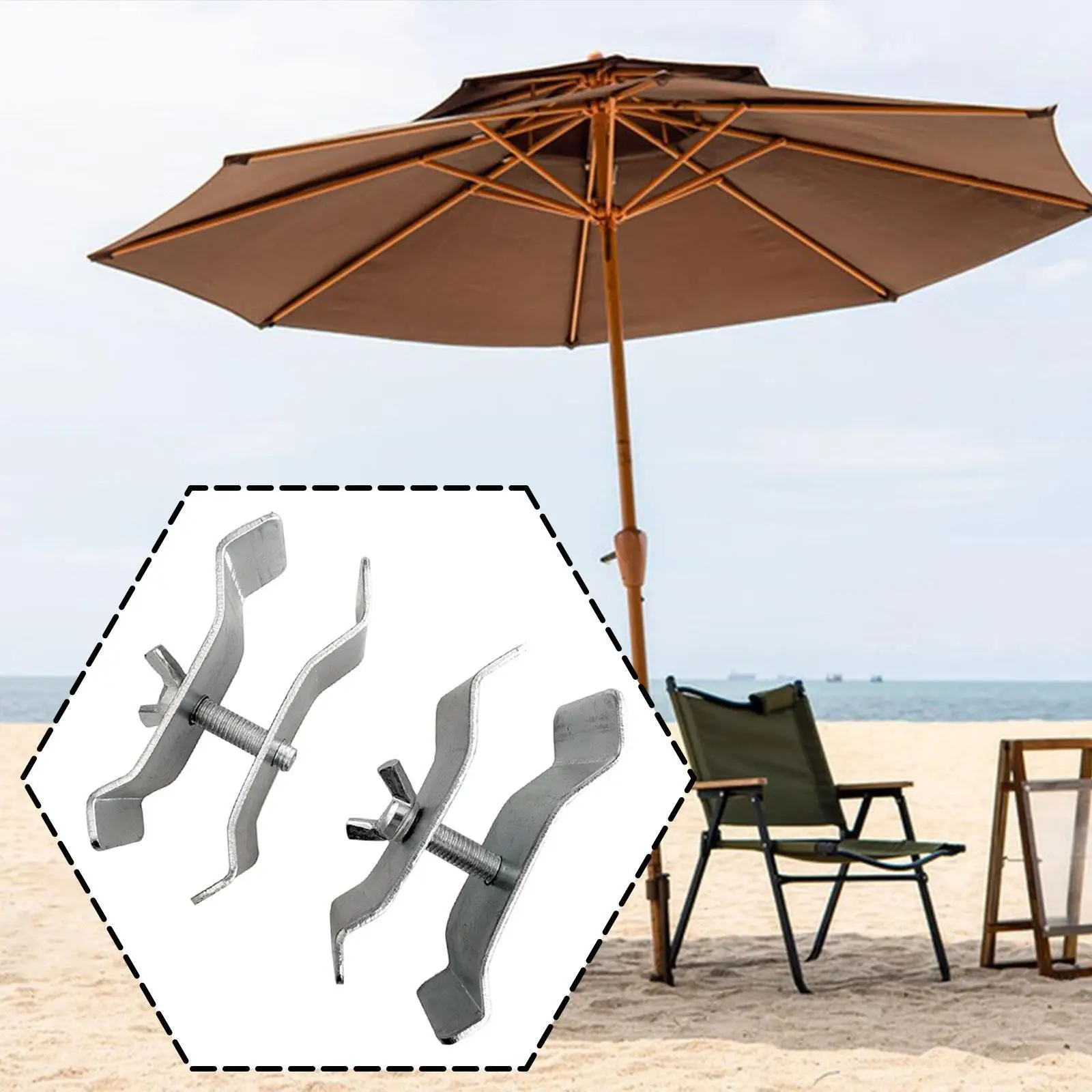 Durable Umbrella Mount Clamp Iron Fixed Holder Clip for Balcony Deck Lawn Patio Outdoor Chair Camping Fishing Sun Shade Support
