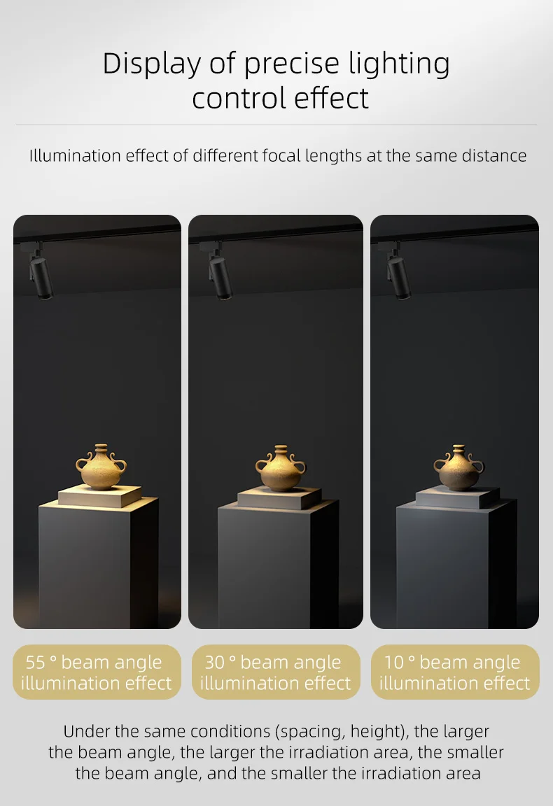Aisilan Adjustable beam angle 10-50 degree Led Track Spotlight Aluminum Ceiling Black Track Lighting Spot Rail office  shop