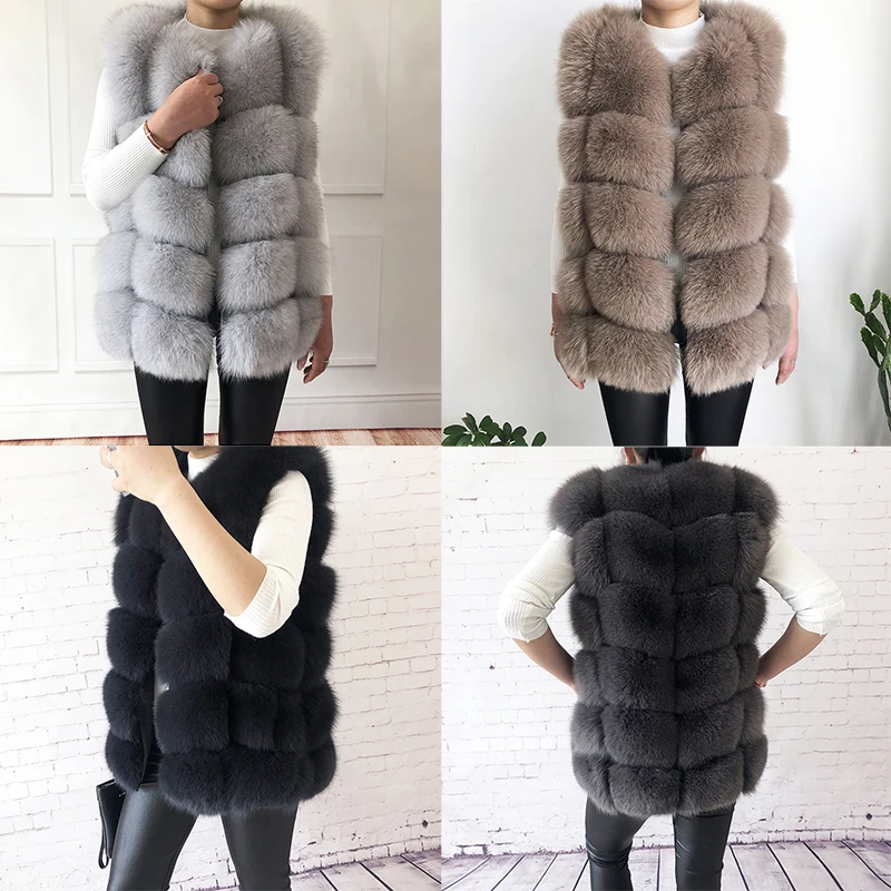 Women's High Quality Real Fox Fur Vest 100% Natural Real Fur 2023 Fashion Fur Coat Jacket Vest Genuine Leather Coat