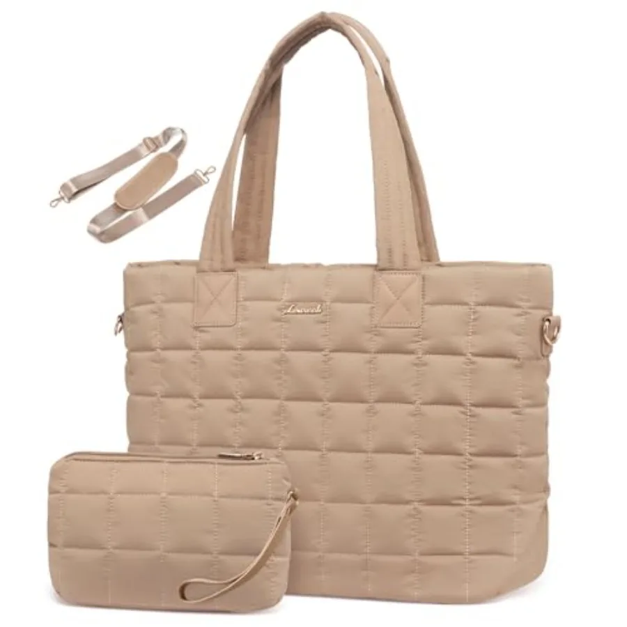 

Laptop Tote Bag for Women Large Puffer Work Computer Tote Bags for Teacher Nurse Quilted Women's Purse Tote Shoulder Handbags w
