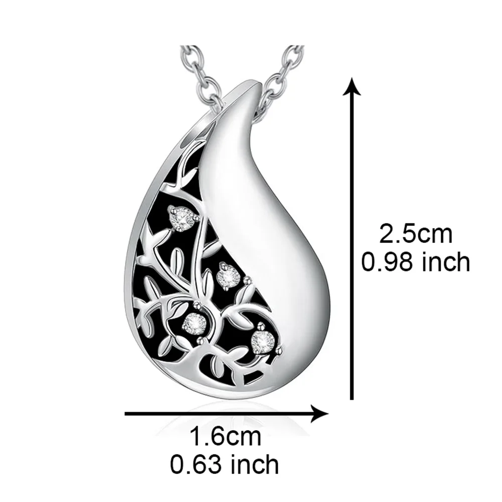 Cremation Jewelry Urn Necklace for Ashes Silver Teardrop Pendant Keepsake Necklaces Memorial Cremation Jewelry Gift for Woman