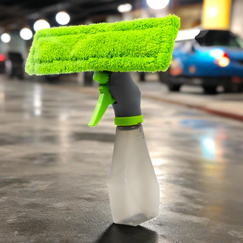 Juego de limpiador de ventanas 3 en 1 con almohadilla de tela de microfibra, escobilla de ducha y botella rociadora, equipo de lavado de ventanas para limpieza de vidrio