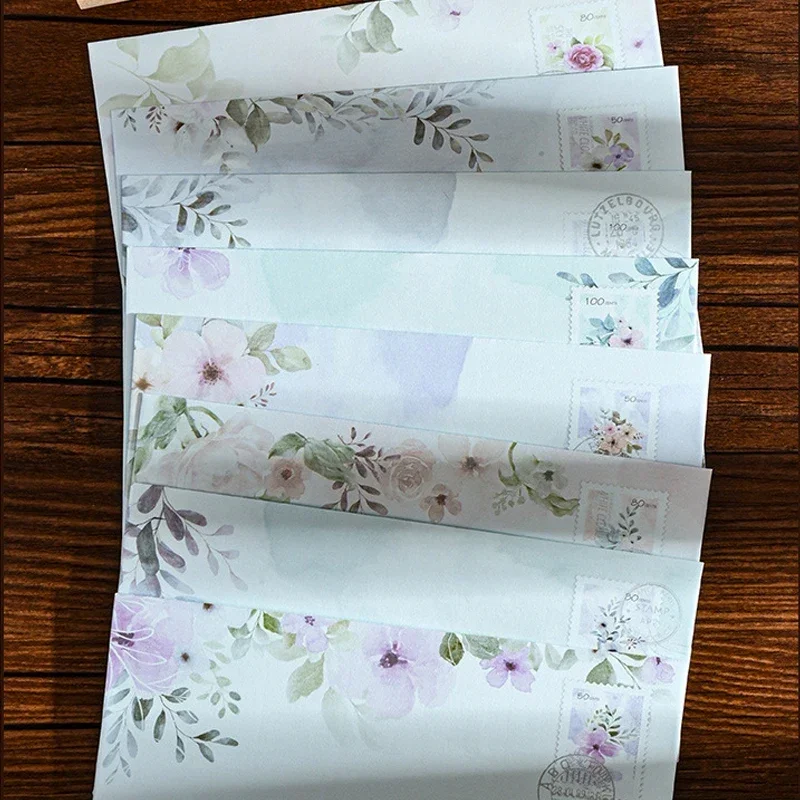 8pcs/set Kawaii Paper Envelopes Vintage Flowers Envelopes for Letters Wedding Party Invitation Cards Cover Korean Stationery