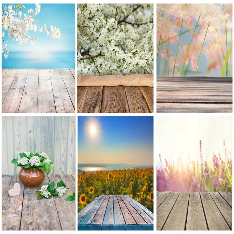 

SHUOZHIKE Art Fabric Photography Backdrops Props Flower Wooden Floor Landscape Photo Studio Background 22326 HMB-02