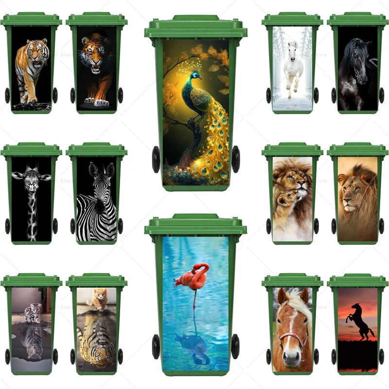 

3D Animal Outdoor Trash Can Sticker, Kitchen Trash Can Decorative Decal PVC Waterproof and Antifouling Home Art Decoration