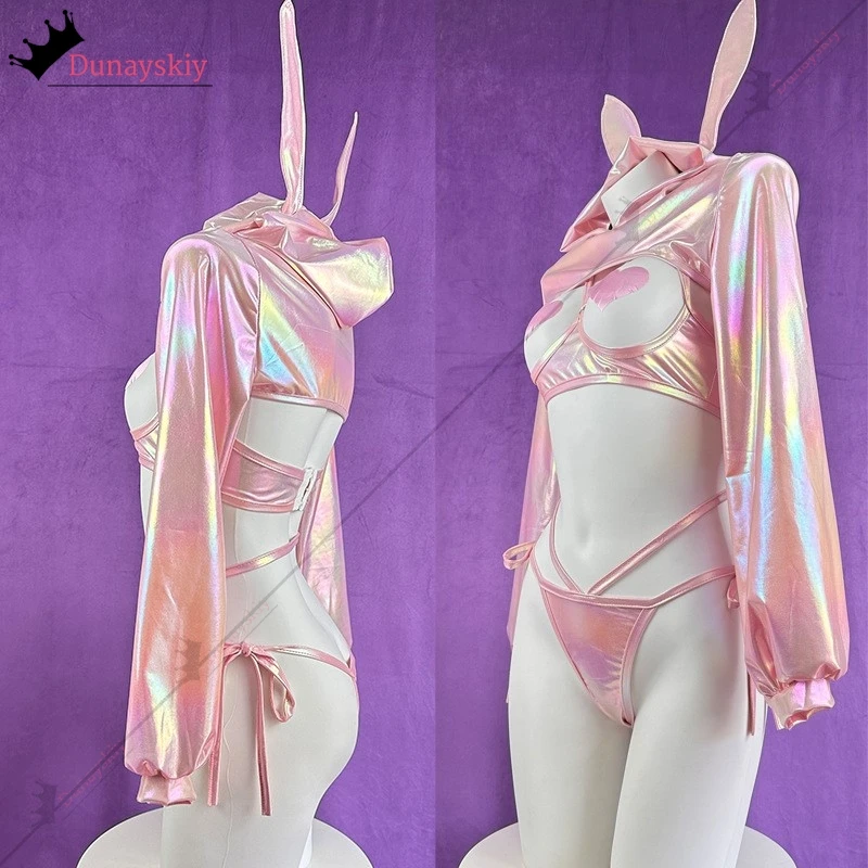 อะนิเมะเลเซอร์สาวกระต่ายคอสเพลย์ญี่ปุ่น Idol กลุ่มเครื่องกระต่ายชุดเครื่องแต่งกาย RolePlay ชุดชั้นในชุดชั้นใน Halowen ที่กําหนดเอง
