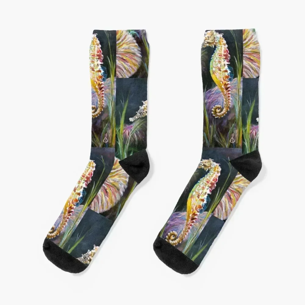 Rainbow Seahorse - Seahorse Series- fish (ED01) Socks luxe sports stockings Antiskid soccer Men Socks Women's