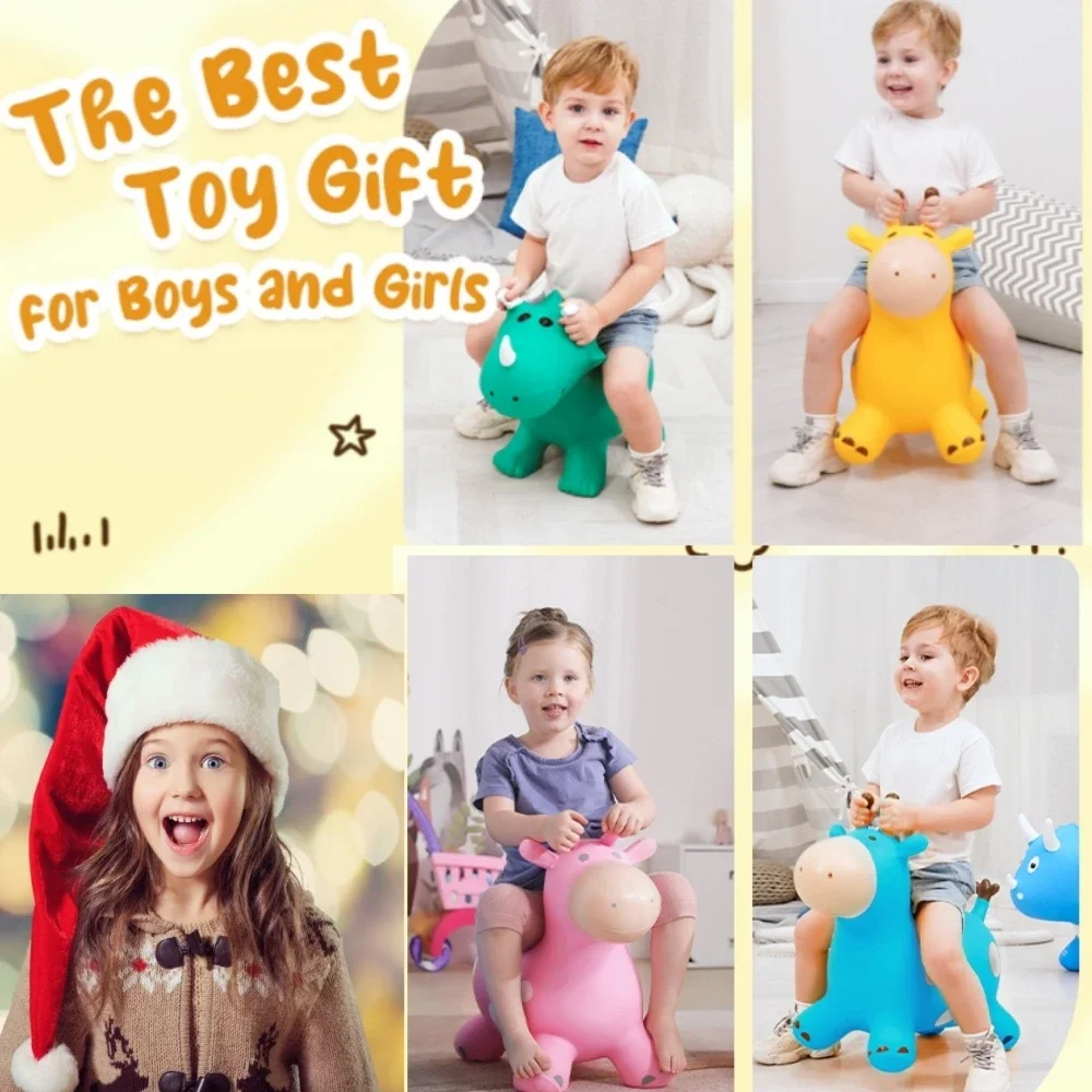 Inflatable Toys Jumping Horse Children's Pony Toy Gifts for Boys Girls Baby Riding Deer Rubber Horse Indoor Outdoor Game