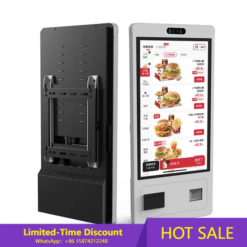 

27 Inch Self Service Order Kiosk Machine Restaurant/Hotel/Supermarket Self Checkout Kiosk with Thermal Printer