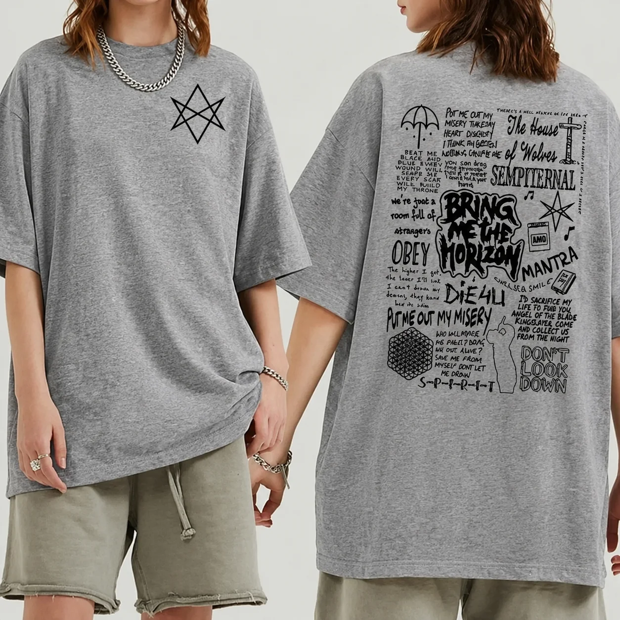 Bring Me The Horizon Unisex Rock-Musik T-Shirt, klassischer Band-Stil, O-Ausschnitt, Kurzarm-T-Shirt, bequeme Freizeitkleidung für Männer. – Detail 5