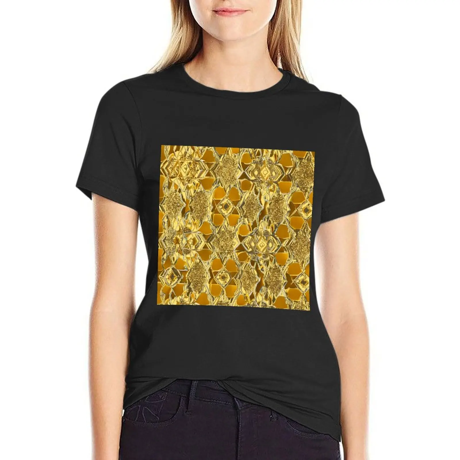 

Ultimate AI Pattern Palette - Amber T-Shirt lady clothes funny quick-drying Women's t-shirt