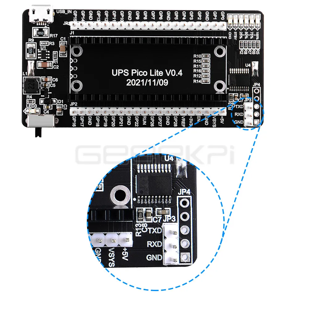 GeeekPi Raspberry Pi Pico/Pico W  UPS  Plug & Play Supports 18650 Lithium Battery Only