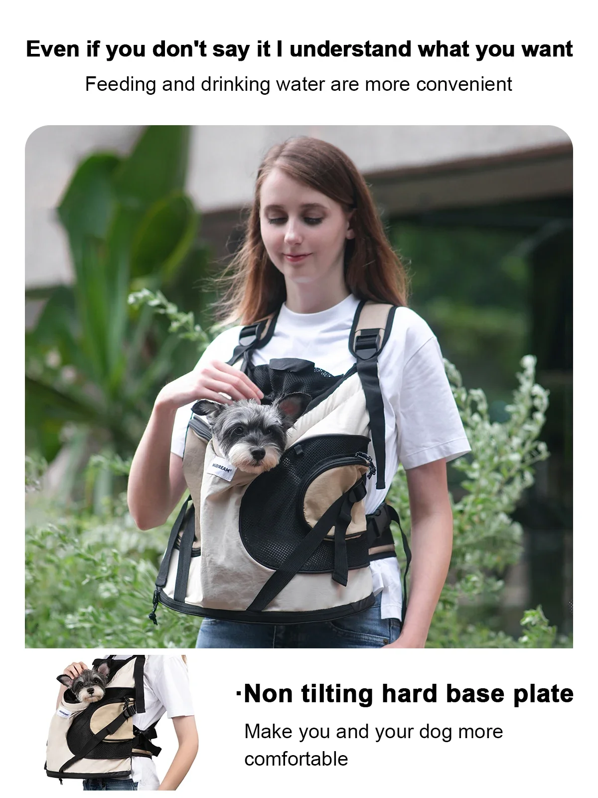 HiDREAM Puppy Kitten Travel Chest Sling Bag Pet Front Cat Dog Carrier Breathable Canvas Portable Backpack Cross Shoulder Strap