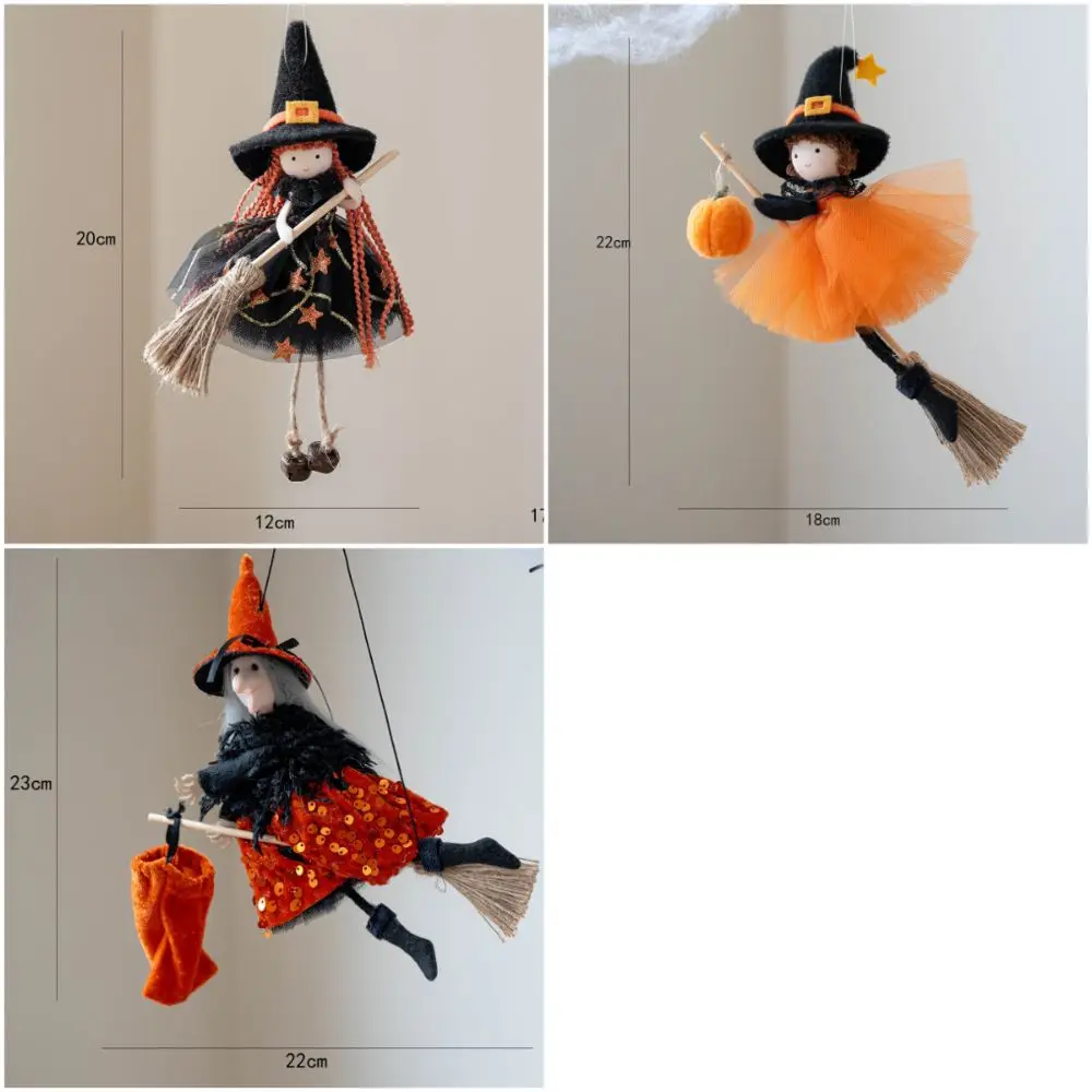 Multicolor Halloween Hanging Decoration Cartoon Pumpkin Ghost Scene Dress Up Hanging Pendants Riding a Broomstick Witch