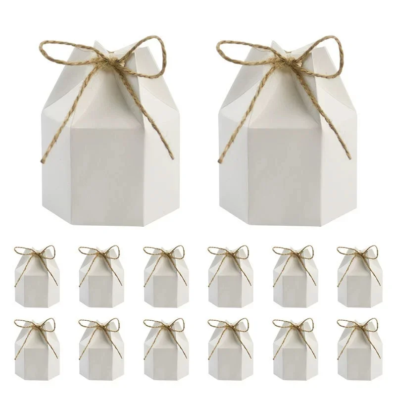 10–30 Stück Retro-Geschenkbox aus Kraftpapier, weiß, braun, für Kekse, Süßigkeiten, Verpackungsbeutel mit Seil, Anhänger, Geburtstag, Hochzeit, Party, Geschenke, Zubehör – Detail 2
