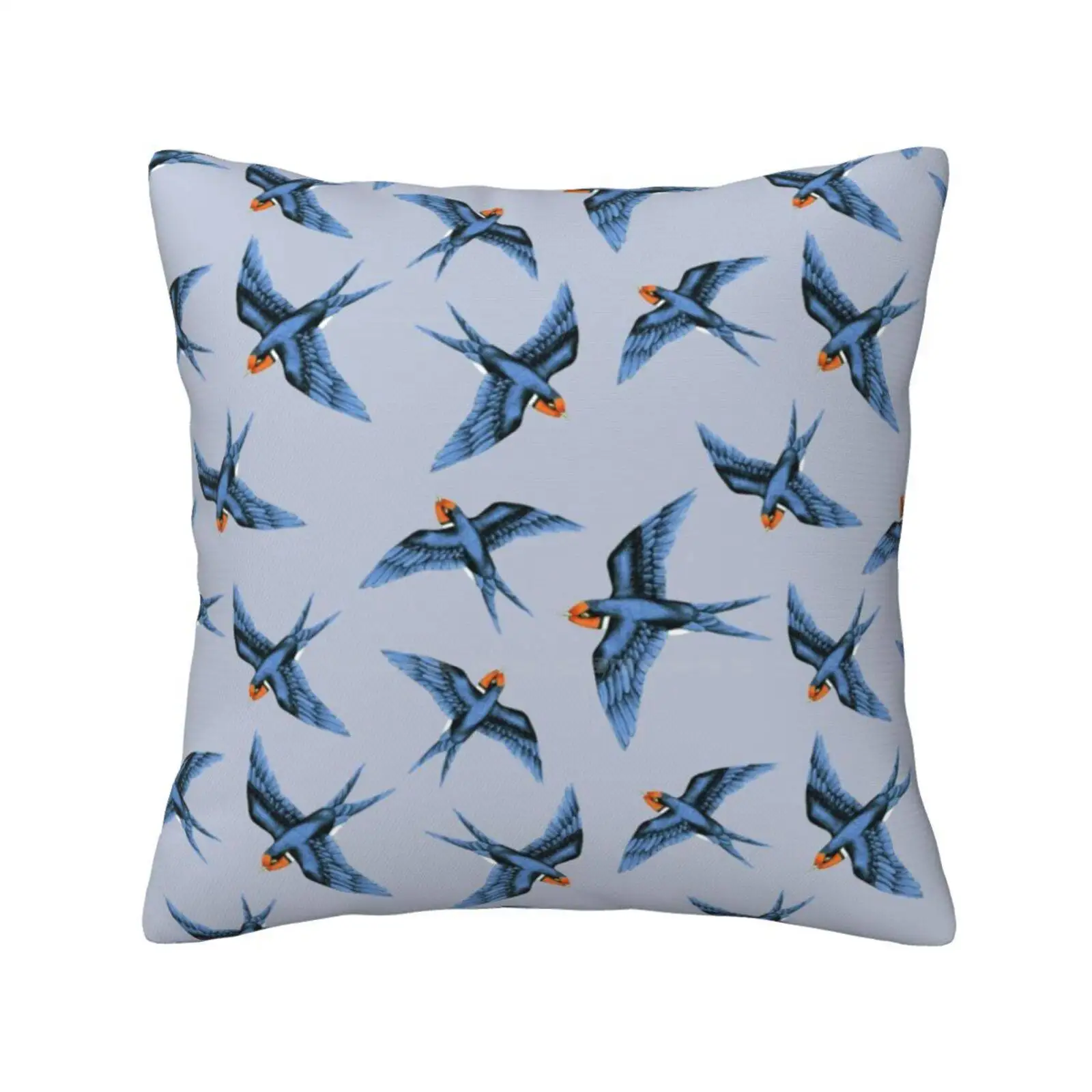 Swallows In Blue On Stormy Grey Pillow Cover Hug Pillowcase Swooping Swallow Bird Flying