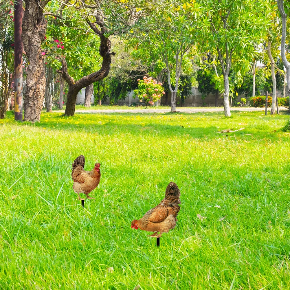 

2pcs Garden Decoration Inserts Chicken Stake Sign Yard Stakes Lawn Decorative Farm Festive Acrylic Animal Inserts Backyard