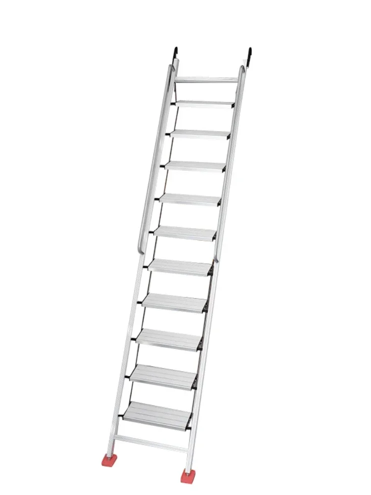 

Domestic aluminum alloy attic ladder ten-step escalator indoor thickening engineering ladder mobile telescopic pavilion stairs