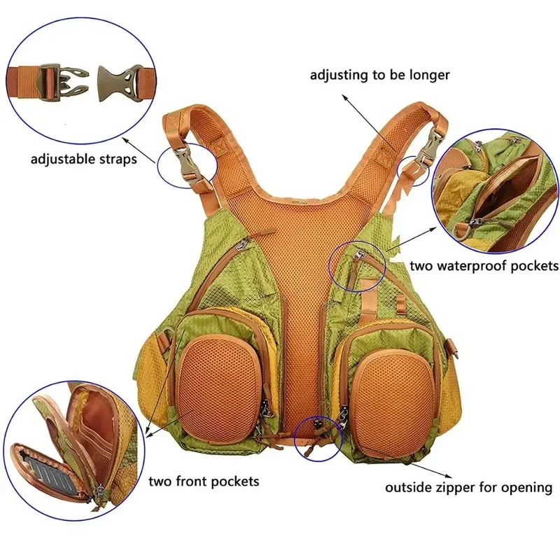 Fly fishing backpack and vest combination Fly fishing vest bag Fishing sling bag Hard shell Storage trolley Gear accessories