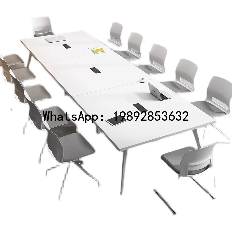 B1  Small White Meeting Office Desk and Chair Set Conference Room Training Rectangular Table Work Desk Conference Table