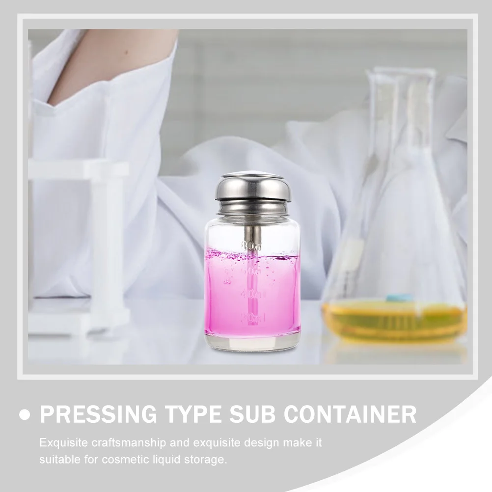 

2Pcs Pressing Type Alcohol Bottles Glass Dispenser Refillable Storage Container Nail Polish Remover Bottles Portable