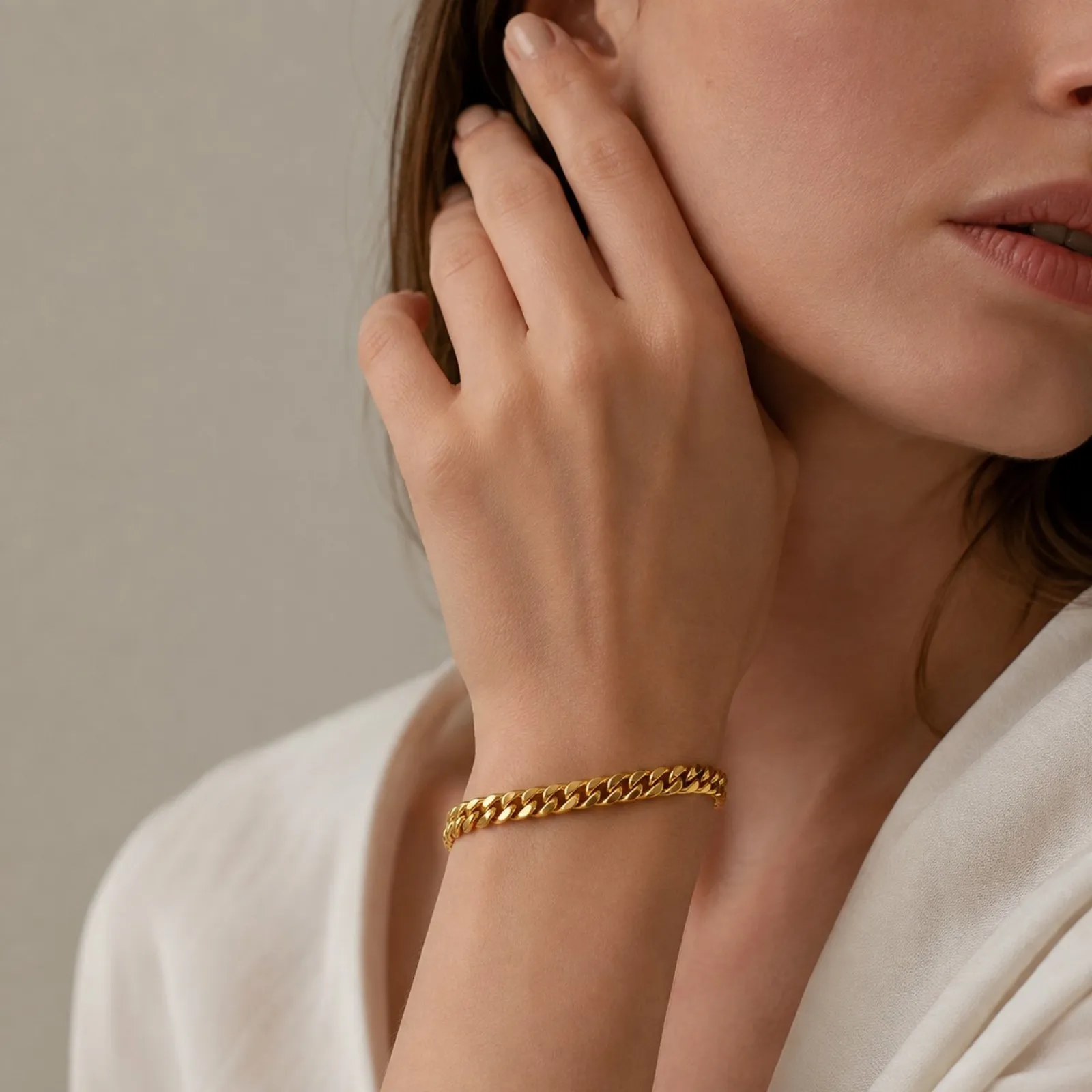 Chamica Stainless Steel Bracelet for Women Gold Waterproof Simple Stackable Jewelry Daily Wear Gift One Piece Dropship