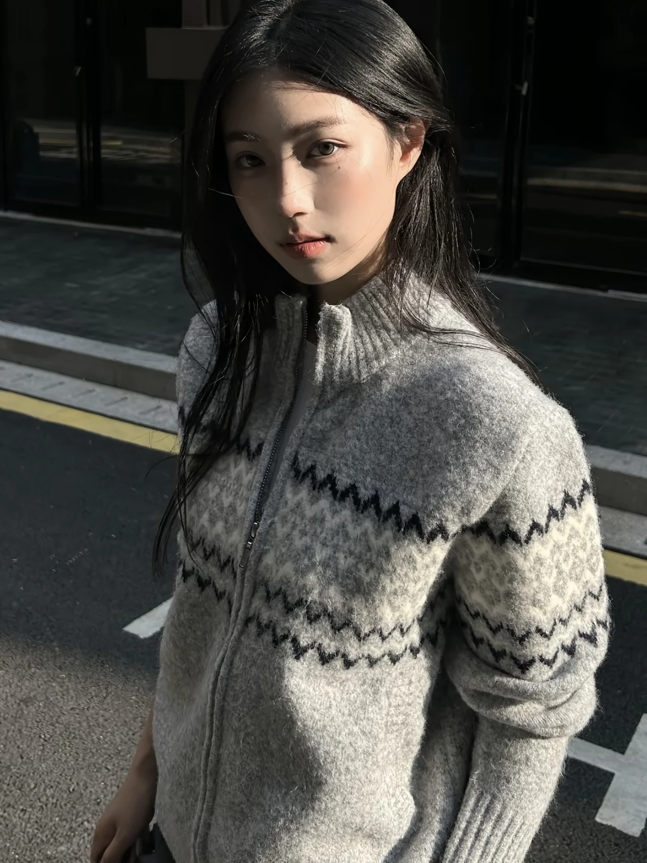 

Вязаный свитер на молнии, повседневный мужской свитер с высоким воротником, осень-зима, универсальный трикотаж для отдыха, свитер для пар