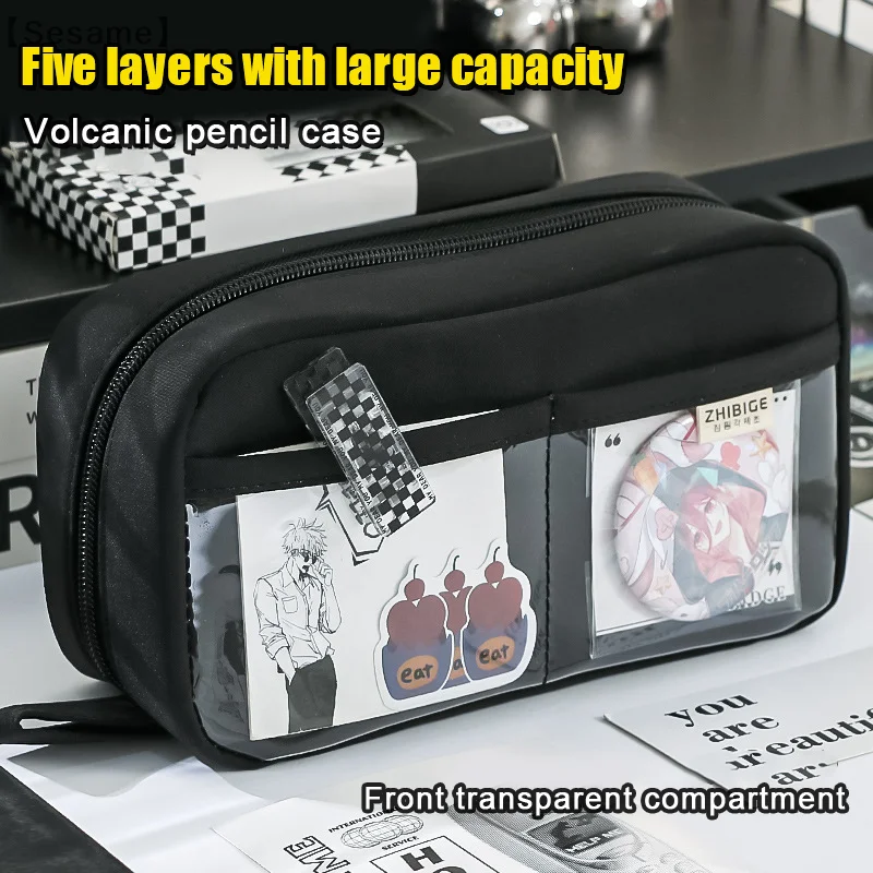 New 5-Layer Transparent Pencil Pouch With Large Capacity And Lightweight Design School Supplies Pencil Cases For Girls