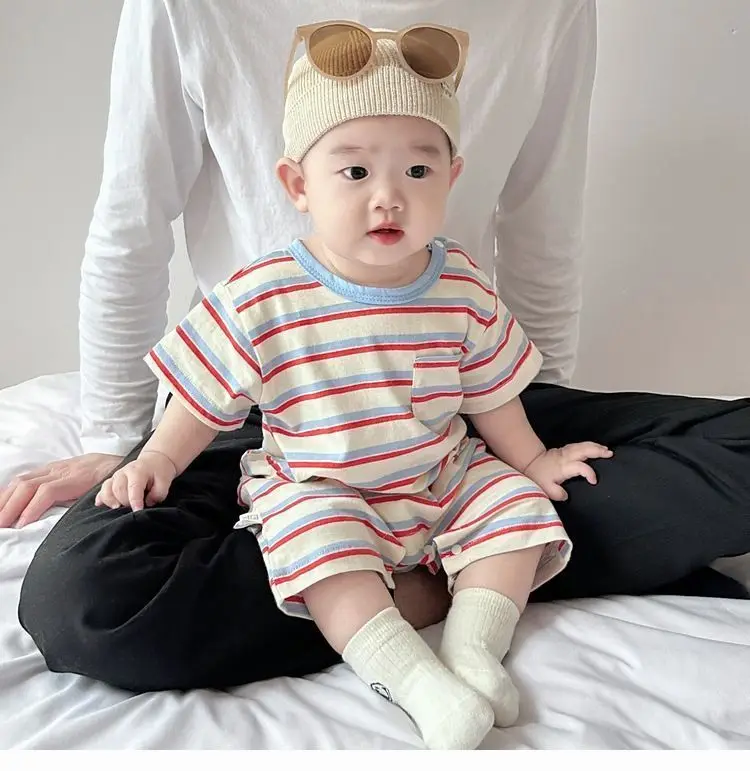 Baby Jumpsuit Summer Thin Boys Baby Short Sleeved Rompers Summer Clothes Super Cute Baby Crawling Clothes Summer