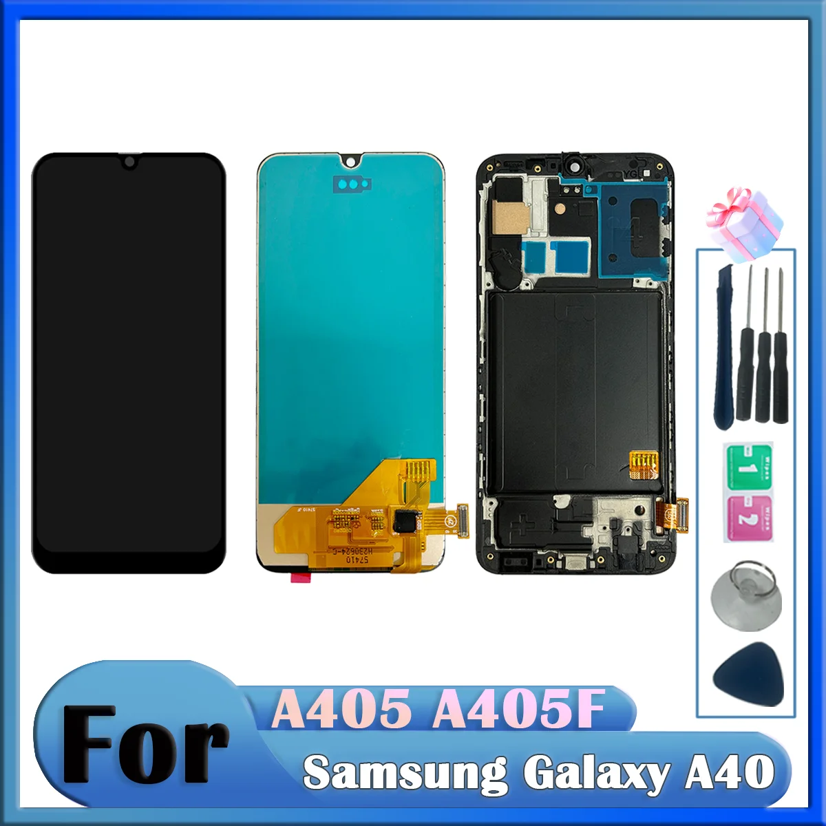 For Samsung A40 LCD Display Touch Screen Digitizer Assembly With Frame For Samsung A40 LCD A405F SM-A405FN/DS LCD Display