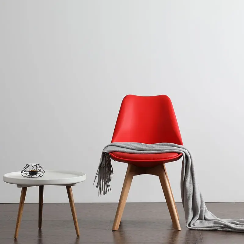 Nordic solid wood feet, soft seat cushion dining chair, home study, fashionable color chair, creative tulip chair