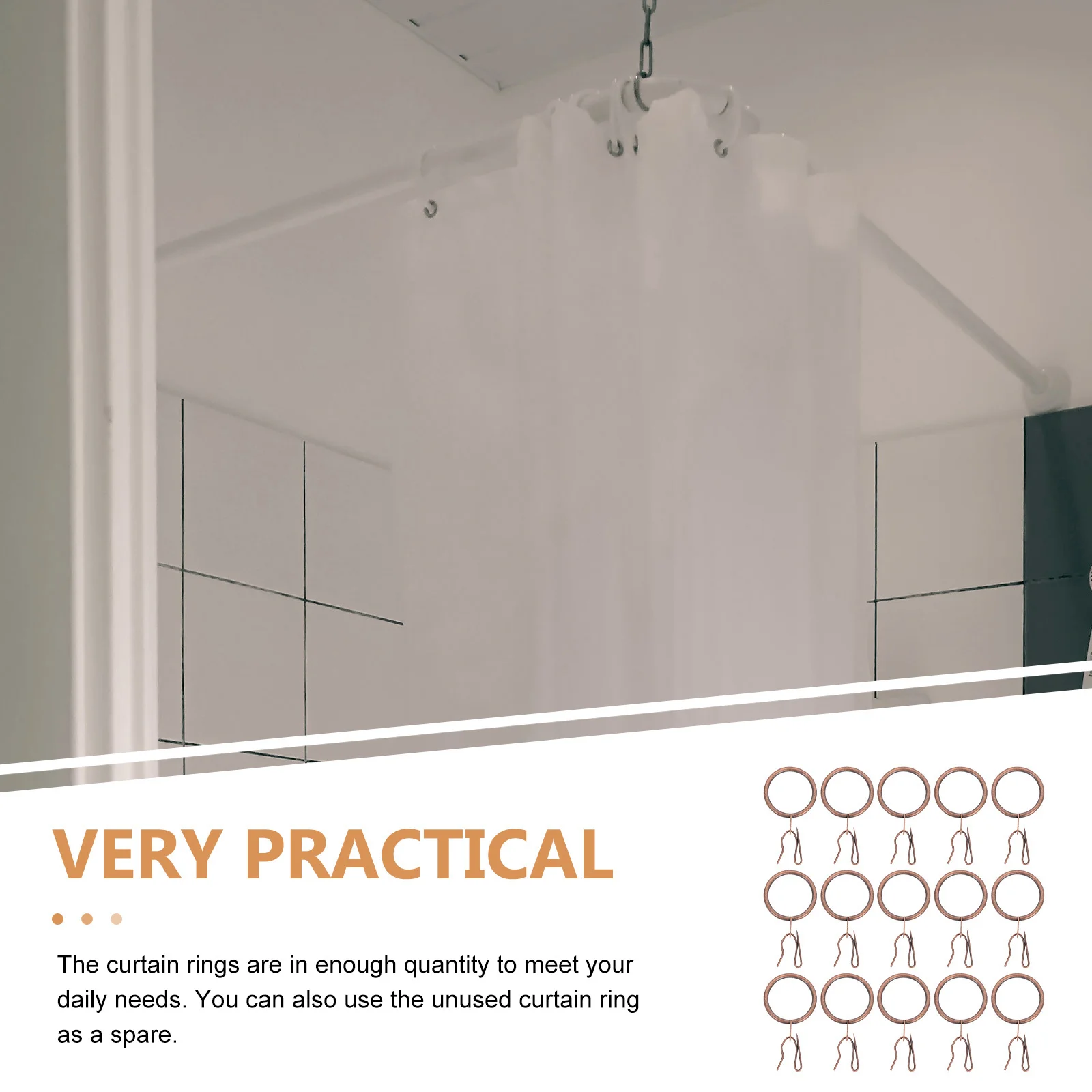 40 مجموعات ستارة حديدية دوائر معلقة مقاومة للصدأ للاستحمام غرفة الحمام نافذة قضيب الستارة حلقة المثبتات خواتم مع السنانير #6