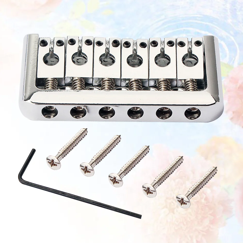 

Tl Style Fixed Guitar Bridge 6-Saddle Ashtray Tailpiece For Electric Guitar Replacement Silver Includes Wrench