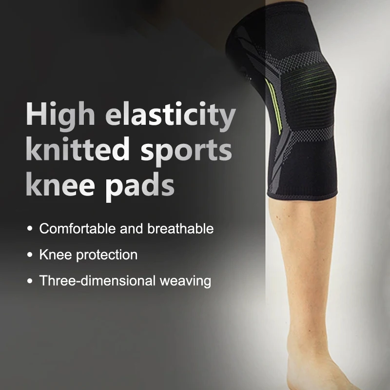 Rodillera deportiva de nailon tejido, compresión 3D, ajuste ajustable, transpirable y cálida para hombres y mujeres (equipo de protección), 1 ud.
