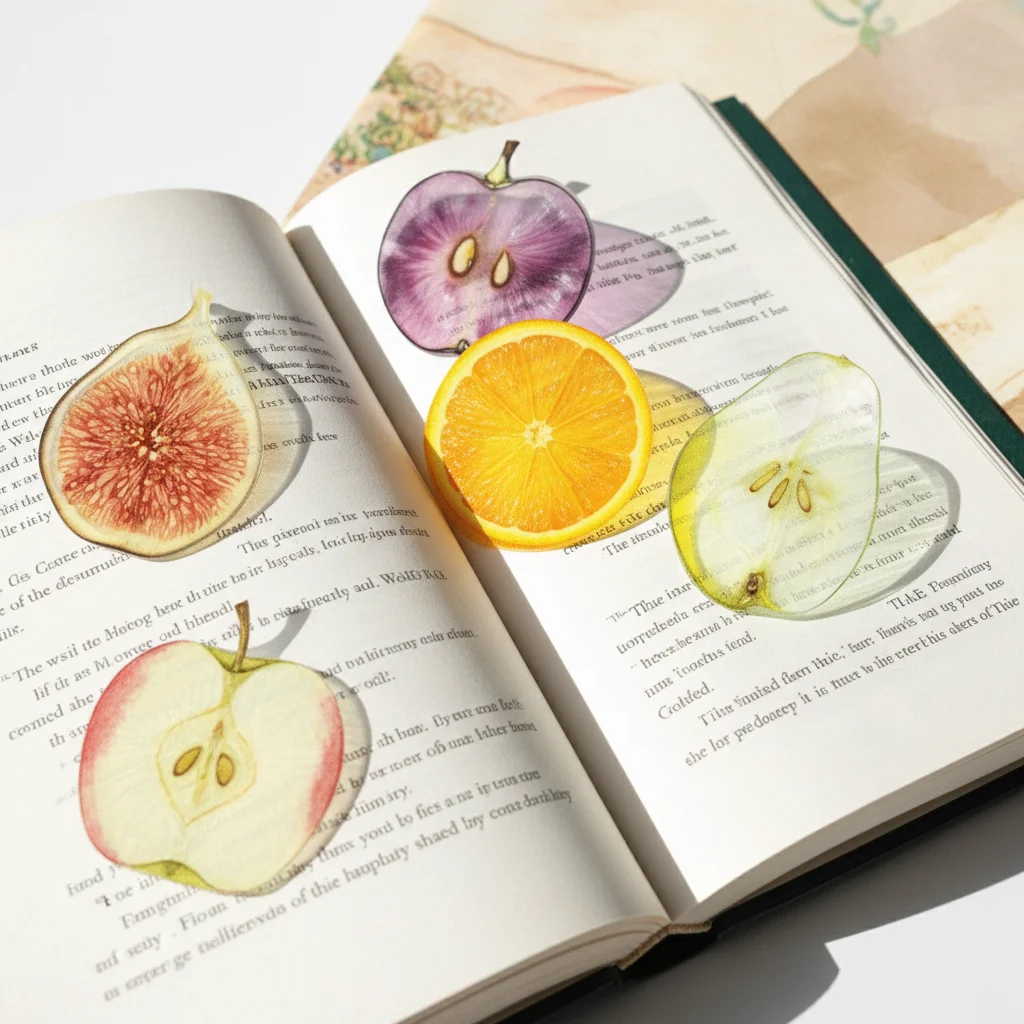 1 Pcs Delicate Apple Bookmark Premium Feeling Transparent Grape Tomato Bookmarks Unique Simulation Bookmark Student Gift