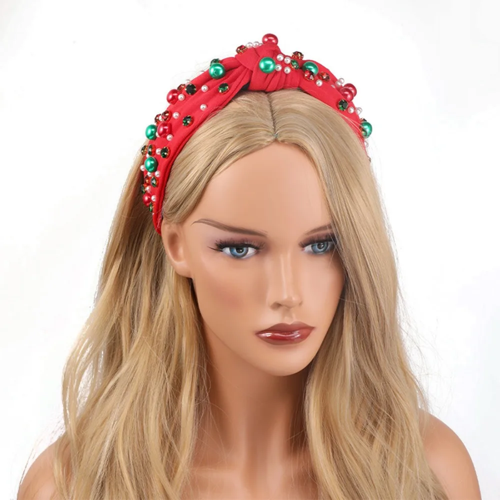 واسعة حافة عيد الميلاد هيرباند الأزياء أغطية الرأس حجر الراين عقدة عقال هدية الشعر مجوهرات كريستال الخرز رباط شعر هالوين #3