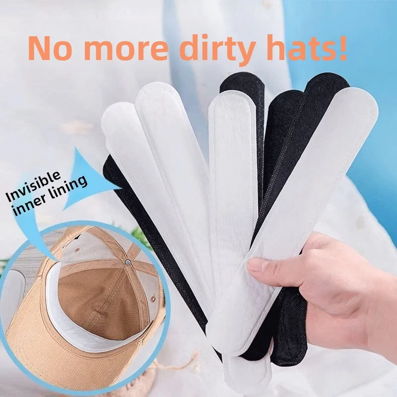 Disposable Sweat Absorbent Patch Cap Inner Sweatproof Pad Necktie Cotton Material Unisex Spring Season Casual Style Hat Acces...
