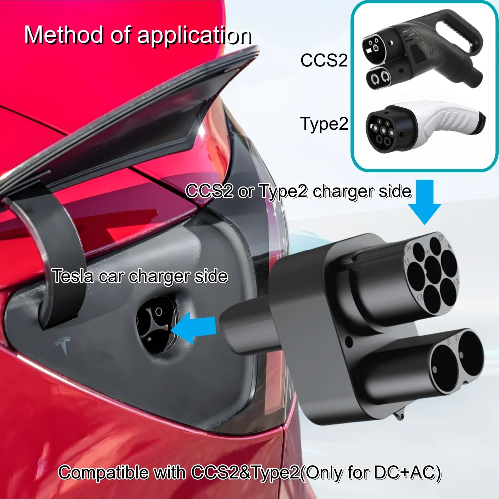 CCS2 to Tesla(NACS) Adapter Convertor 1000V 250A Max for Model 3/X/Y/S CCS Combo 2 EV Charging Converter Adaptor CCS2-NACS
