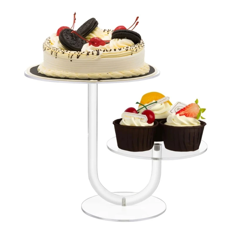 

2 Tierd Presentation Rack Clear Acrylic Cake Stand Wedding Birthday Dessert Rack J78C