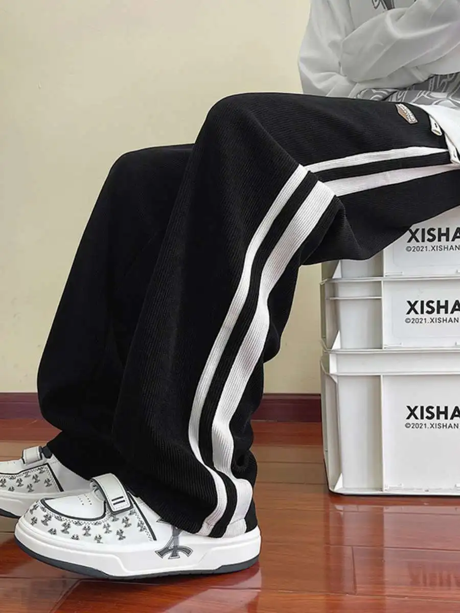 

Мужские повседневные брюки в стиле ретро-американский кэжуал, весна-осень, в уличном стиле, модные, брендовые, вельветовые, длинные брюки свободного кроя