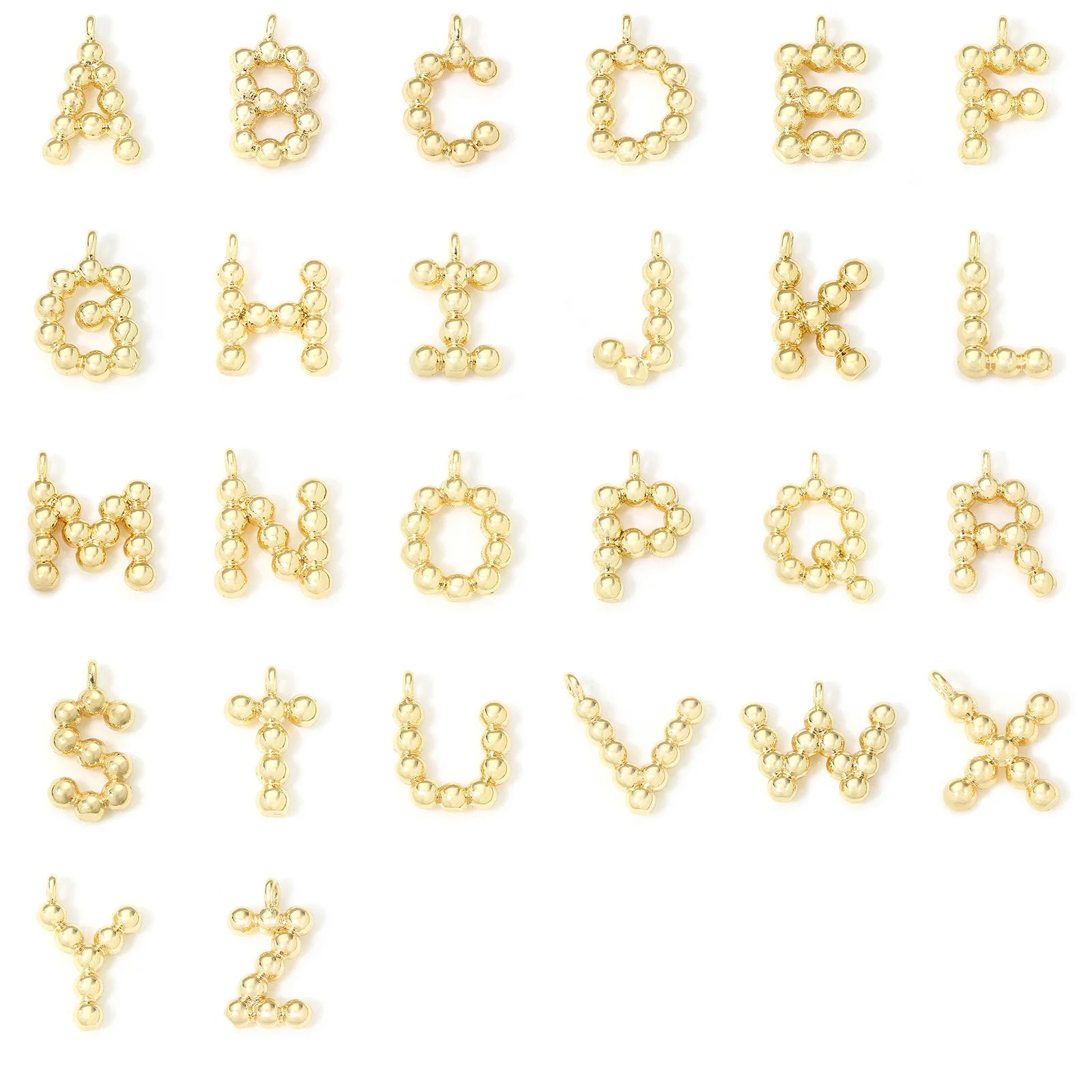 2 Piece Brass Charms 18K Gold Plated Capital Alphabet/ Letter 