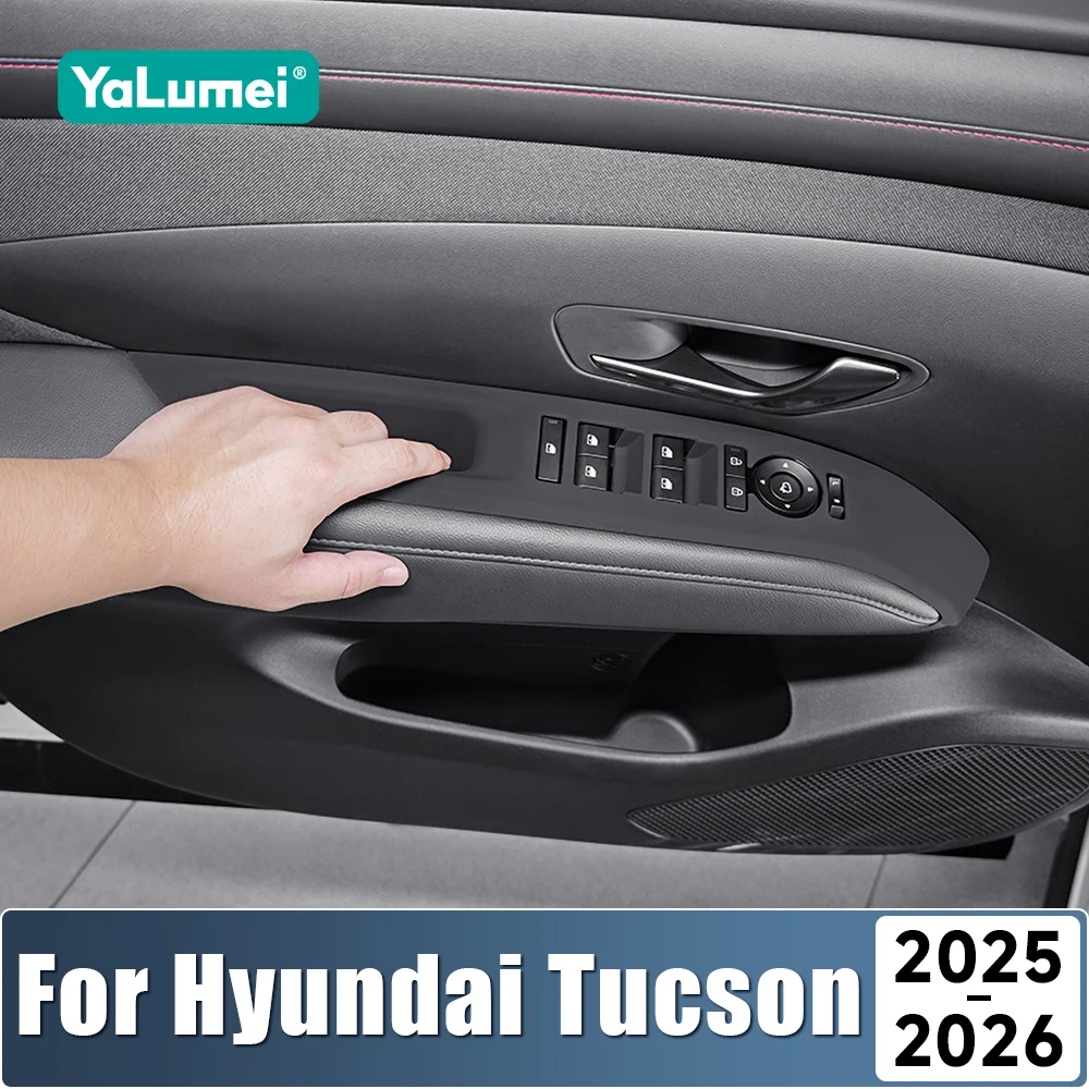 Silikon-Türarmlehnenabdeckung für Hyundai Tucson NX4 2025-2026 Fensterschalter-Knopf-Zierleisten-Aufkleber, außer für Fahrzeuge mit kurzer Achse