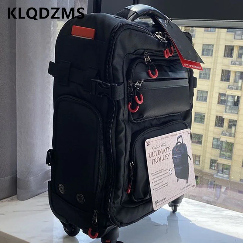 KLQDZMS 18"20"22 Inch Luggage Oxford Cloth Trolley Case Shoulder Bag Multifunctional Lightweight Boarding Box Rolling Suitcase