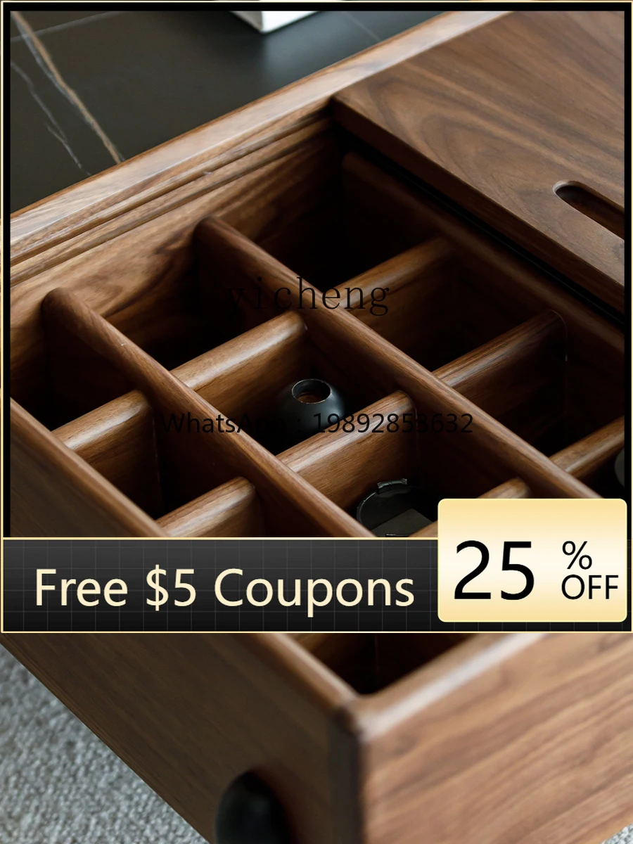 

Black Walnut Wooden Tea Table TV Cabinet Unit Modern Minimalist Living Room Small Square Table