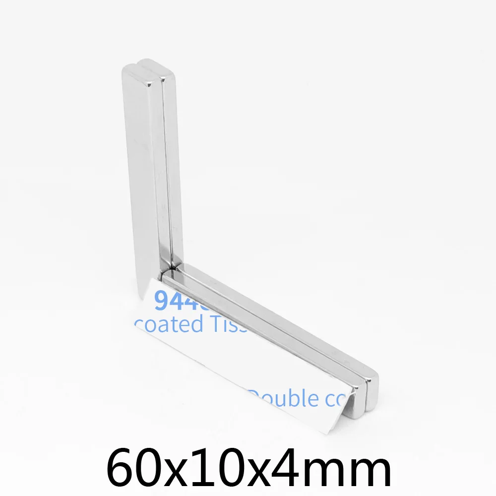 60x10x4mm Block Powerful Magnets Strong Magnet With Glue Tape For Fridge DIY Building Scientific Craft  60*10*4  60x10x4