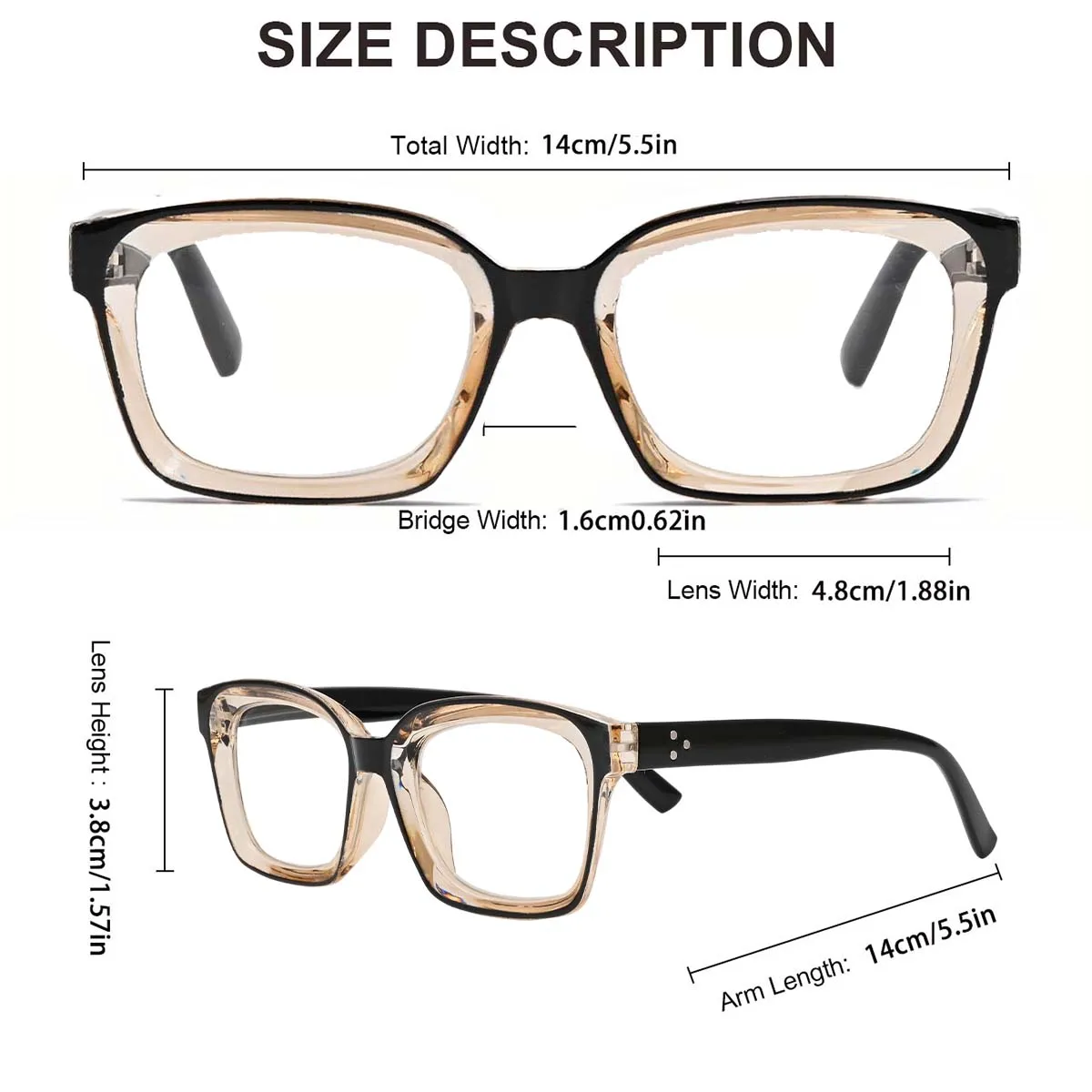 2 Pack Thick Square Acetate Glasses Frame for Women Men, Blue Light Blocking Geek Chic Retro Vibes Oversized Browline Eyewear view 3